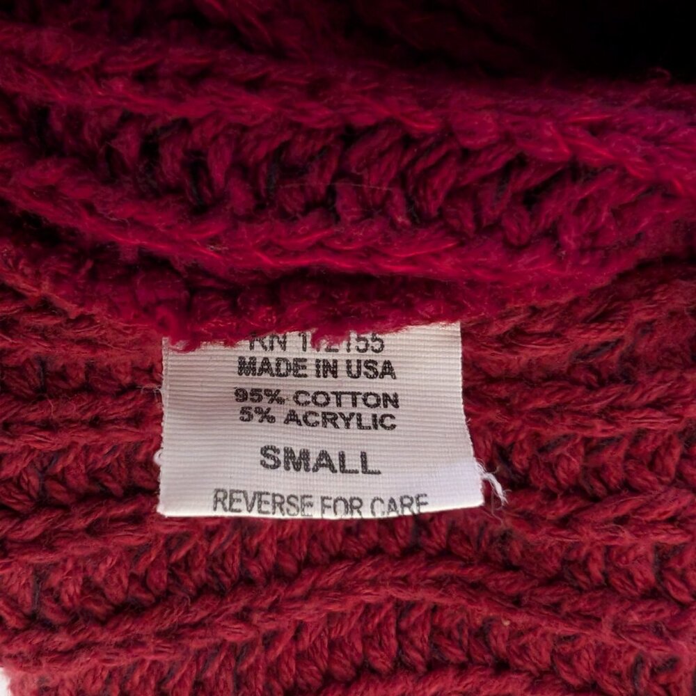 MARGARET WINTERS Cardigan S Red Brown Color Block Longline Button Front Sweater‎ - Picture 14 of 15